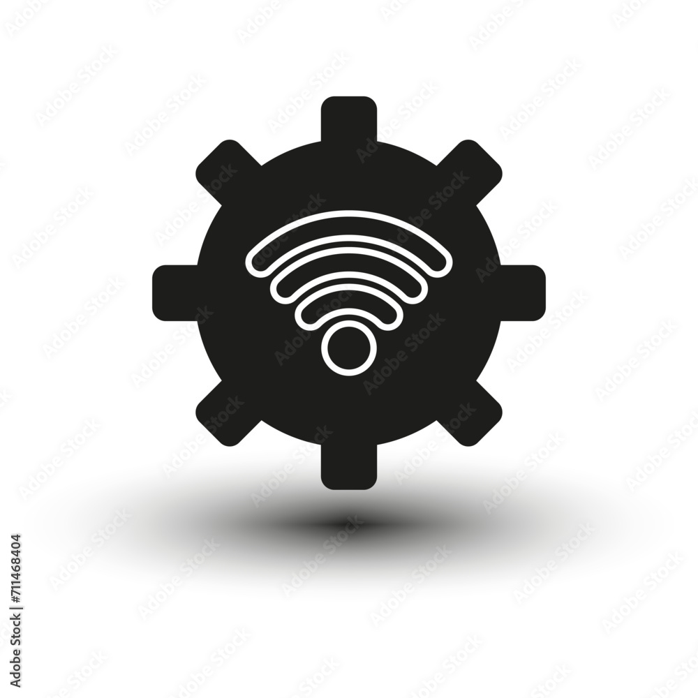 Poster wifi connection signal icon with gear. vector illustration. eps 10.