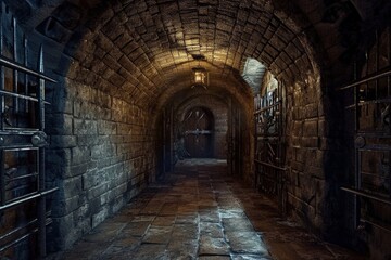 Fototapeta na wymiar Dungeon of a medieval castle, concept of middle ages and history.