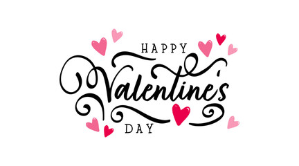 Fototapeta na wymiar Cute Happy Valentines Day typography poster with handwritten calligraphy text, great for cards, banners, wallpapers - vector design