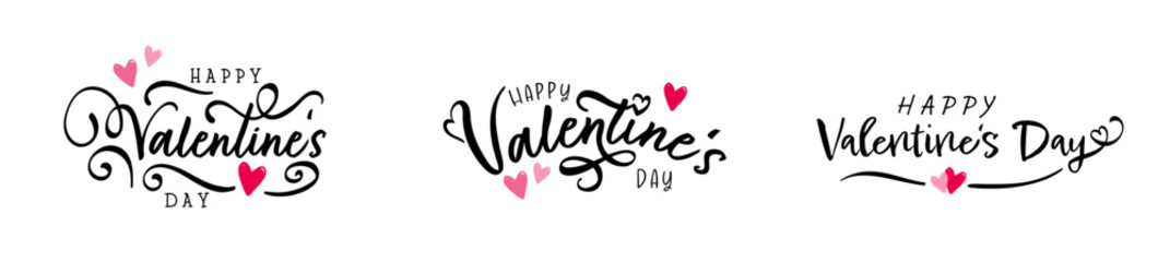 Cute Happy Valentines Day typography poster with handwritten calligraphy text, great for cards, banners, wallpapers - vector design