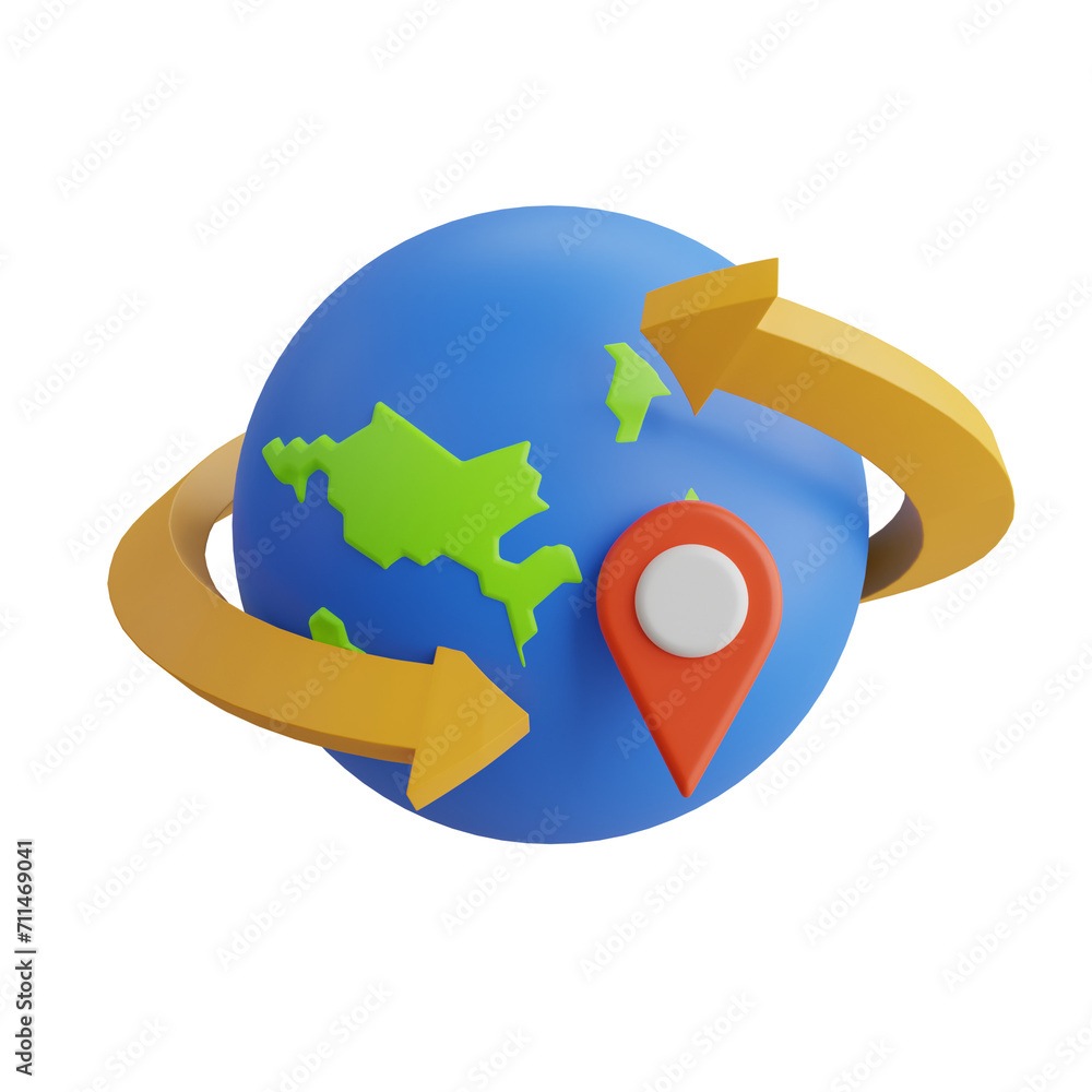 Poster 3d worldwide model global collaboration and innovation. 3d illustration, 3d element, 3d rendering. 3