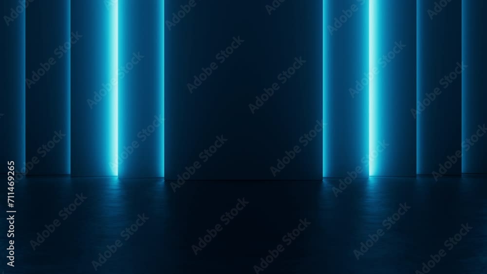Poster abstract neon background with bright blue lights. shiny futuristic virtual space for product adverti
