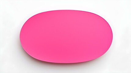 Hot Pink oval Paper Note on a white Background. Brainstorming Template with Copy Space