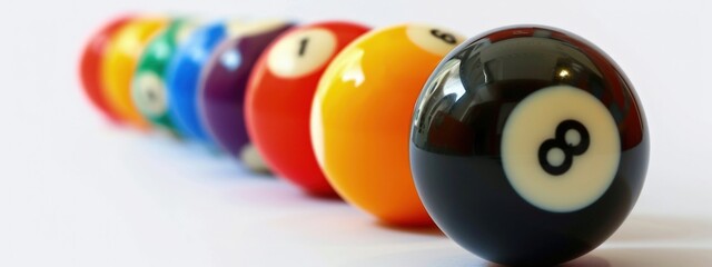 Several pool balls on white background, billiard games concept. - obrazy, fototapety, plakaty
