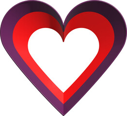 Rahmen in Herzform - mehrfarbiges Herz (rot, bordeauxrot), als Überlagerung, Overlay oder Hintergrund - 3D-Bilderrahmen
