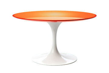 Modern Plastic White Round Table isolated on PNG Background. Generative Ai.