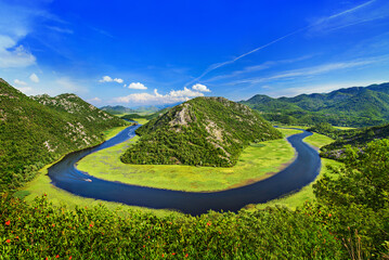Canyon of Rijeka Crnojevica river in Skadar Lake National Park, Montenegro