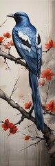 Fototapeta premium bird on a branch painting