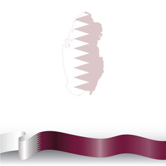 Celebrate Qatar's Independence with our vector design template. Showcasing a waving flag, map watermark, and text space,  perfect for both print and social media