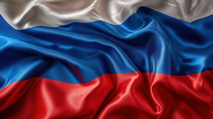 Flag of Russia closeup of silky satin surface