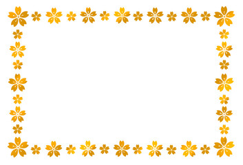 金色の桜フレーム　素材　和風　見出し　飾り枠　飾り罫　おしゃれ　エレガント　高級感　シンプル　入学　卒業　年賀　正月　白バック　透過