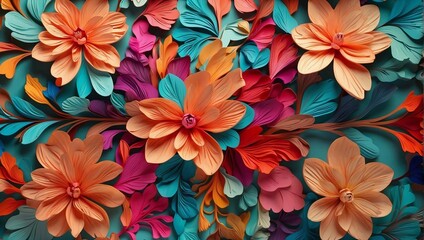 3d flower illustration photo with a variety of beautiful colors made by AI generative