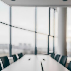 blurred background of a light modern office interior with panoramic windows and beautiful lighting.