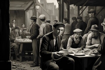 Hungry people in the time of great depression  Generative Ai