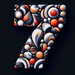 7 digit shape made of marble pebbles. AI generated illustration