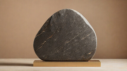 A piece of a black granite stone as a piedestal for luxury product display, branding and marketing background concept