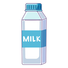 Square milk bottle. Dairy product in square bottle. Simple flat design vector illustration. Bottle of milk for National dairy month and World Milk Day.