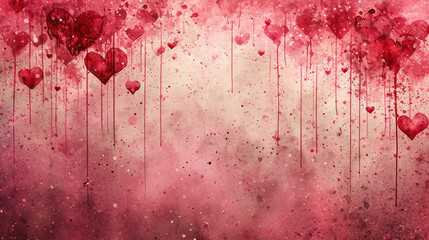 Romantic Red Heart on Grunge Pink Background: Love Symbolized in Valentine's Day Illustration