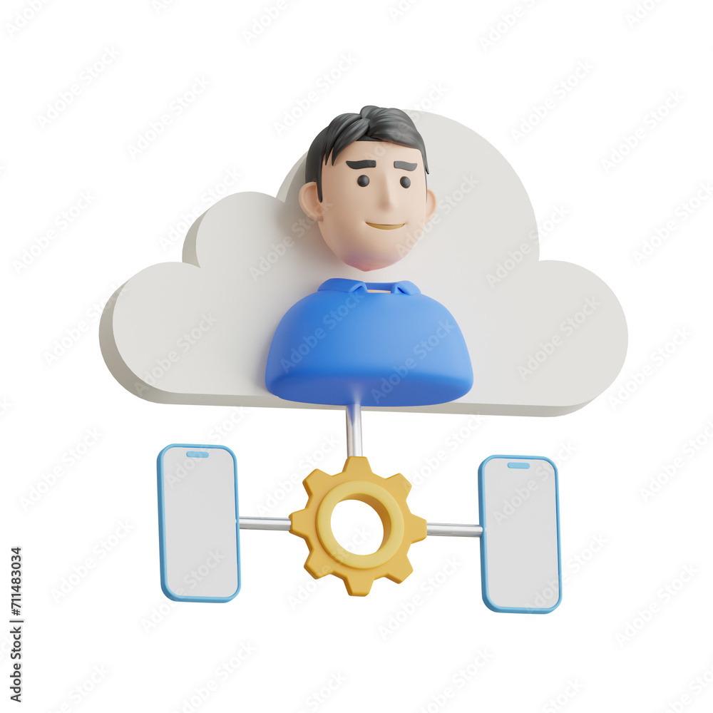 Poster 3d consumer model empowering individuals in the digital era. 3d illustration, 3d element, 3d renderi