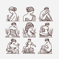 set of silhouettes of people