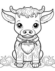 Cow Coloring Page, Ai Generative