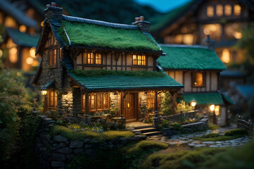 Obraz premium Elegant Minature Home in a Fantasy Neighborhood Generative AI
