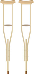 Classic wooden crutches medical device for old and disabled person support realistic vector
