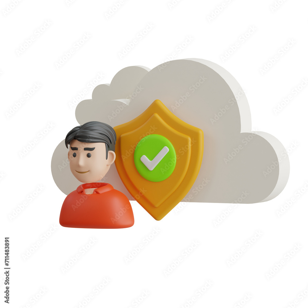 Poster 3d security model safeguarding data integrity and confidentiality. 3d illustration, 3d element, 3d r