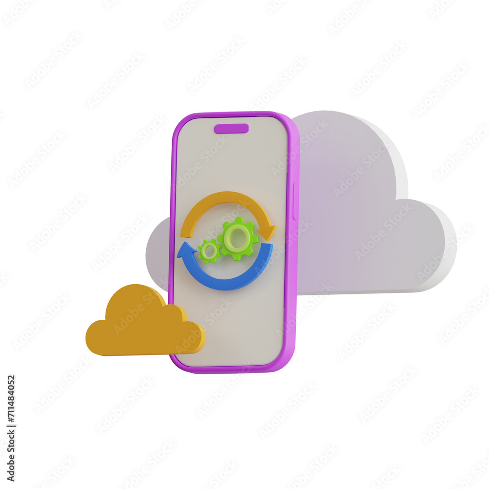 Aufkleber 3d smartphone model optimizing user experience in the digital realm. 3d illustration, 3d element, 3d