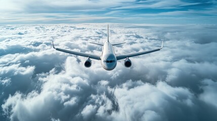 Fototapeta na wymiar Airplane among clouds 