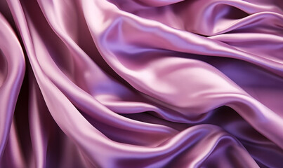 Fototapeta premium Luxurious satin fabric in soft purple waves, creating an elegant and smooth texture, perfect for backgrounds or fashion concepts