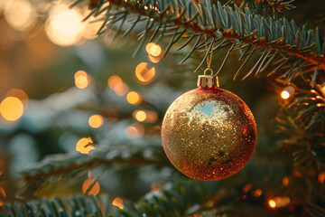 Christmas tree decoration, christmas ball close-up, ai technology