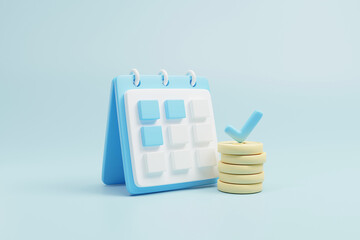 3D rendering illustration of memory recording concepts and scheduled payments as well as savings achievement.