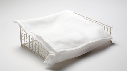White kitchen napkin in cage on white background