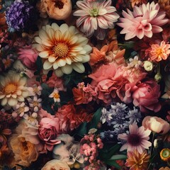 Obraz na płótnie Canvas Seamless pattern with colorful flowers.