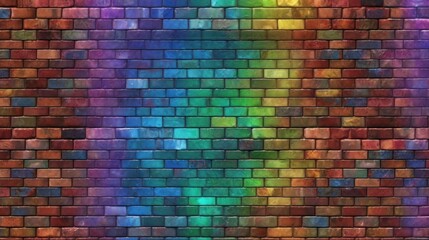 Fototapeta premium Colorful brick wall. Background with rainbow colors.