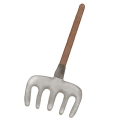 gardener girl and boy  gardening elements,cart,barn,windmill,hand-drawn set  illustration