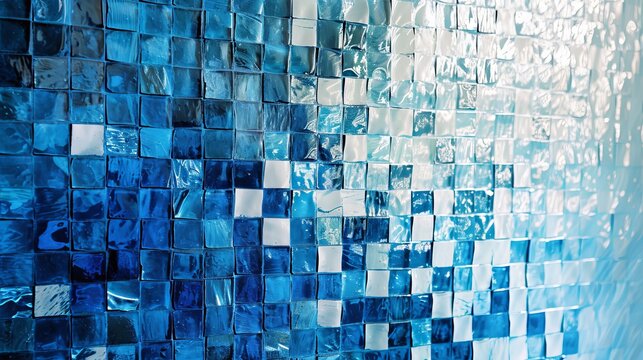 collage image photo of wallpaper blue color mosaic tile renovation house concept    