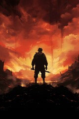 Fototapeta premium War art poster cover design background Generative Ai