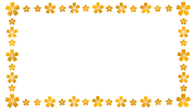 金色の桜フレーム　素材　和風　見出し　飾り枠　飾り罫　おしゃれ　エレガント　高級感　シンプル　入学　卒業　年賀　正月　白バック　透過　16:9