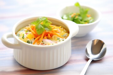 mixed vegetable raita with fine chopped carrots and cucumbers