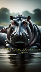 Fototapeta na wymiar a hippopotamus in a natural