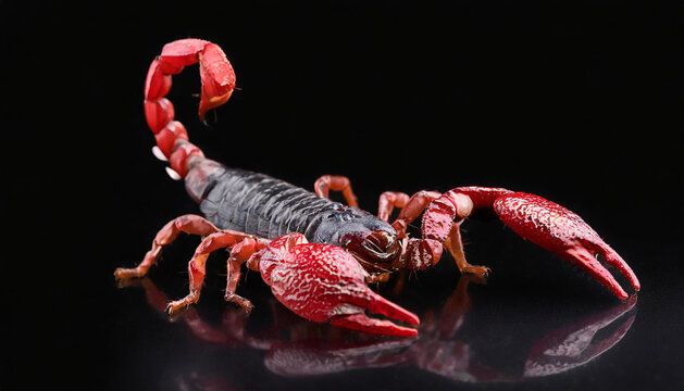 red scorpion on a black background 