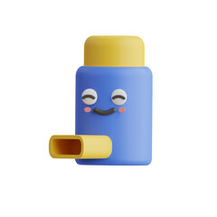 3D Inhaler Model Advancing Respiratory Therapy. 3d illustration, 3d element, 3d rendering. 3d visualization isolated on a transparent background