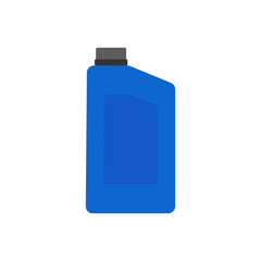 bottle of engine oil flat design vector illustration. oil lubricant plastic canister of motor.