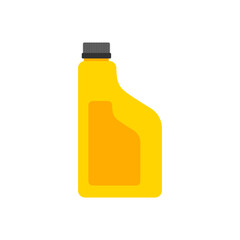 bottle of engine oil flat design vector illustration. oil lubricant plastic canister of motor.