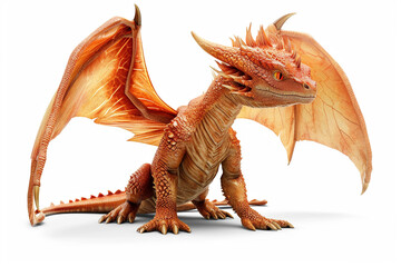 Fototapeta premium Сute dragon clipart 3d render, isolated, ai technology