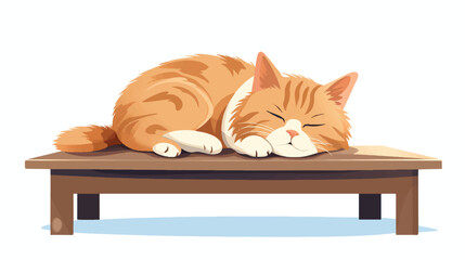 Cat lying on a table.
