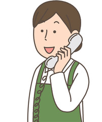 電話をする女性　シンプルイラスト