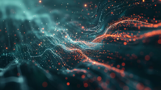 Abstract background with lights 3d Rendered Neuron Network with Electrical Impulses Detailed Neuron Cell Structure with Glowing Connections